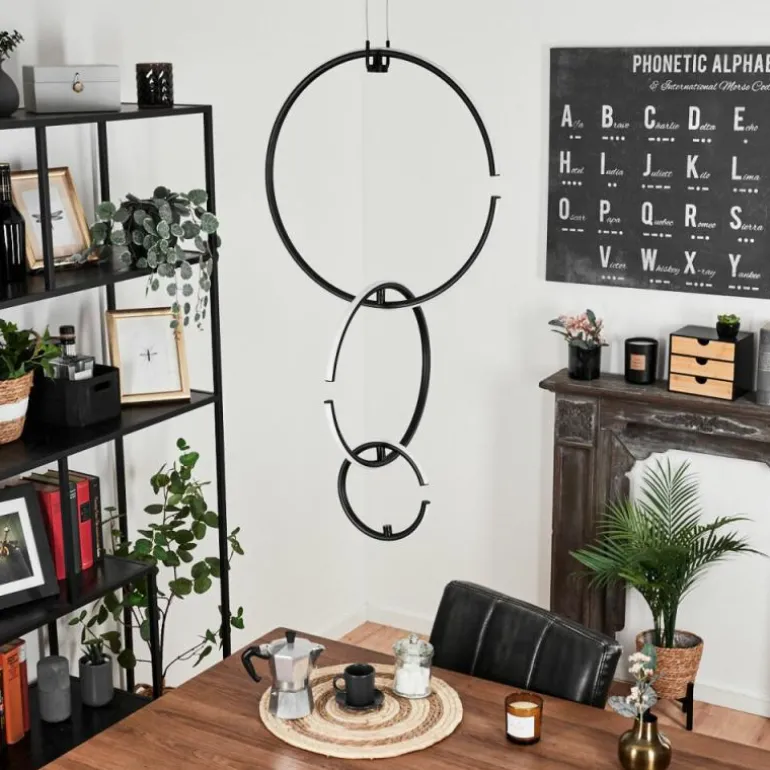 Suspension Chlak LED Noir, 3 lumières, Télécommandes