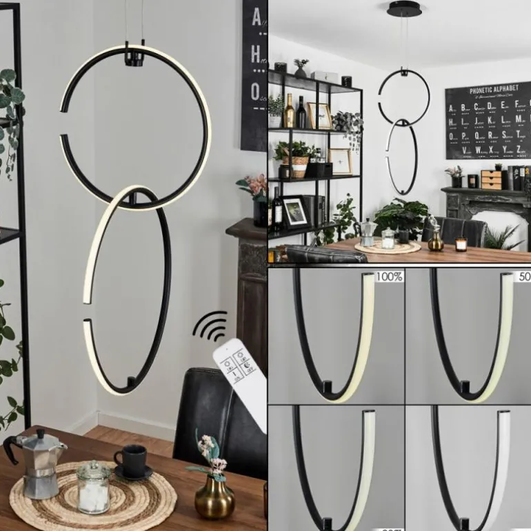 Suspension Chlak LED Noir, 2 lumières, Télécommandes