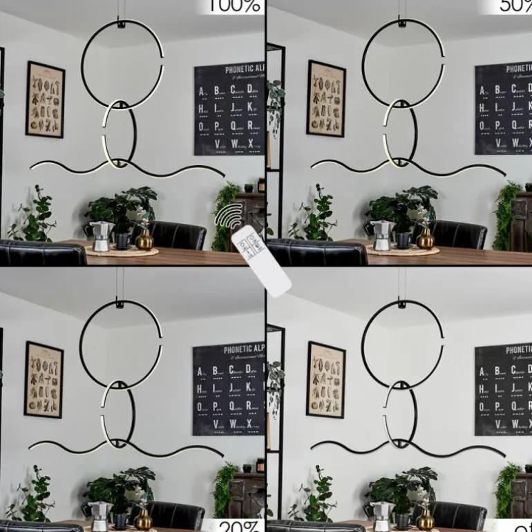 Suspension Chlak LED Noir, 3 lumières, Télécommandes