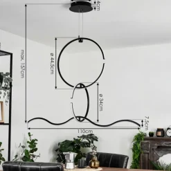 Suspension Chlak LED Noir, 3 lumières, Télécommandes