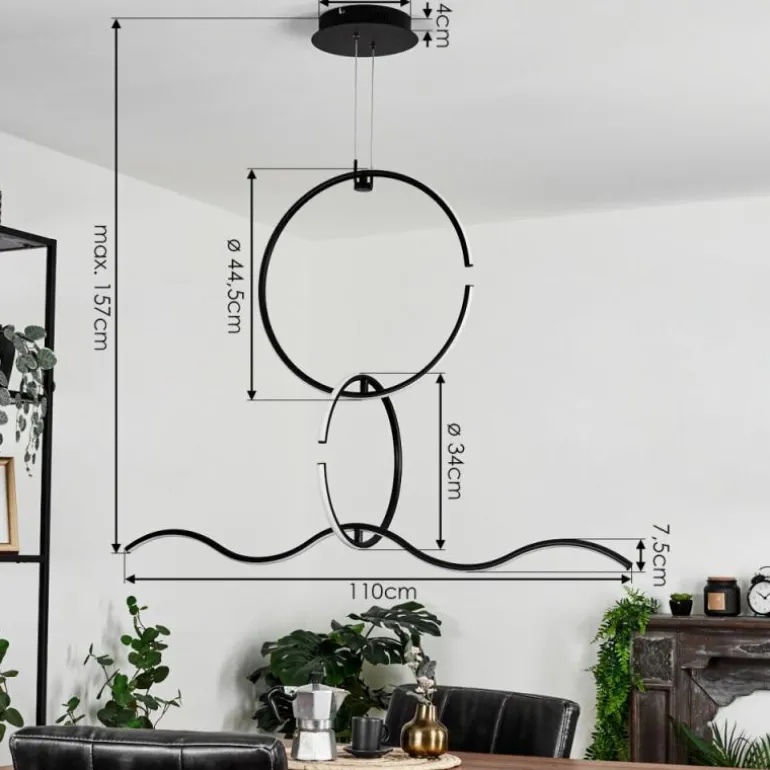 Suspension Chlak LED Noir, 3 lumières, Télécommandes