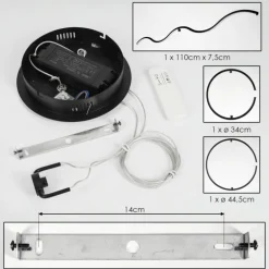 Suspension Chlak LED Noir, 3 lumières, Télécommandes