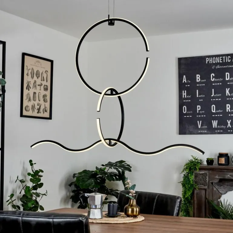 Suspension Chlak LED Noir, 3 lumières, Télécommandes