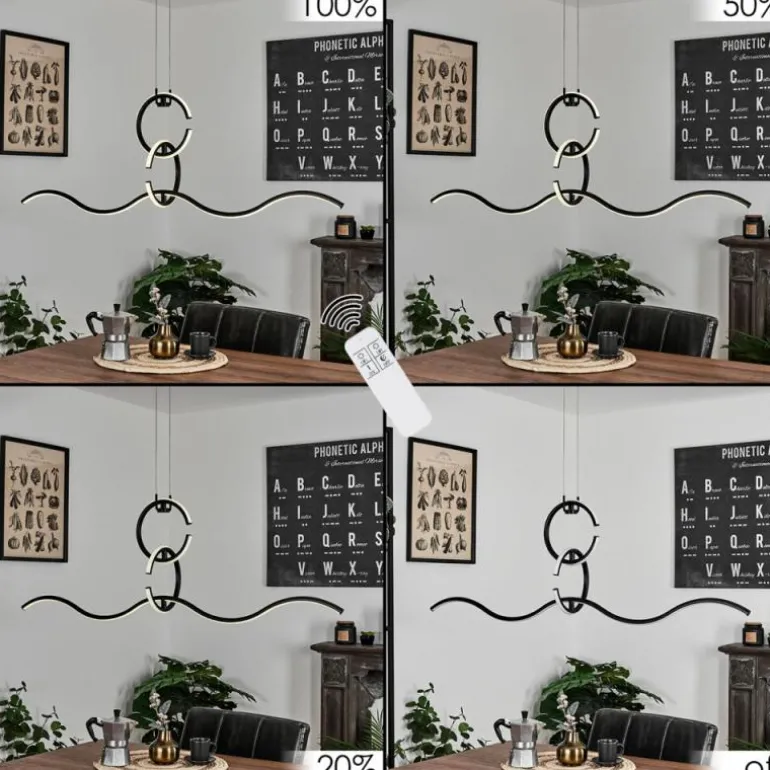 Suspension Chlak LED Noir, 3 lumières, Télécommandes