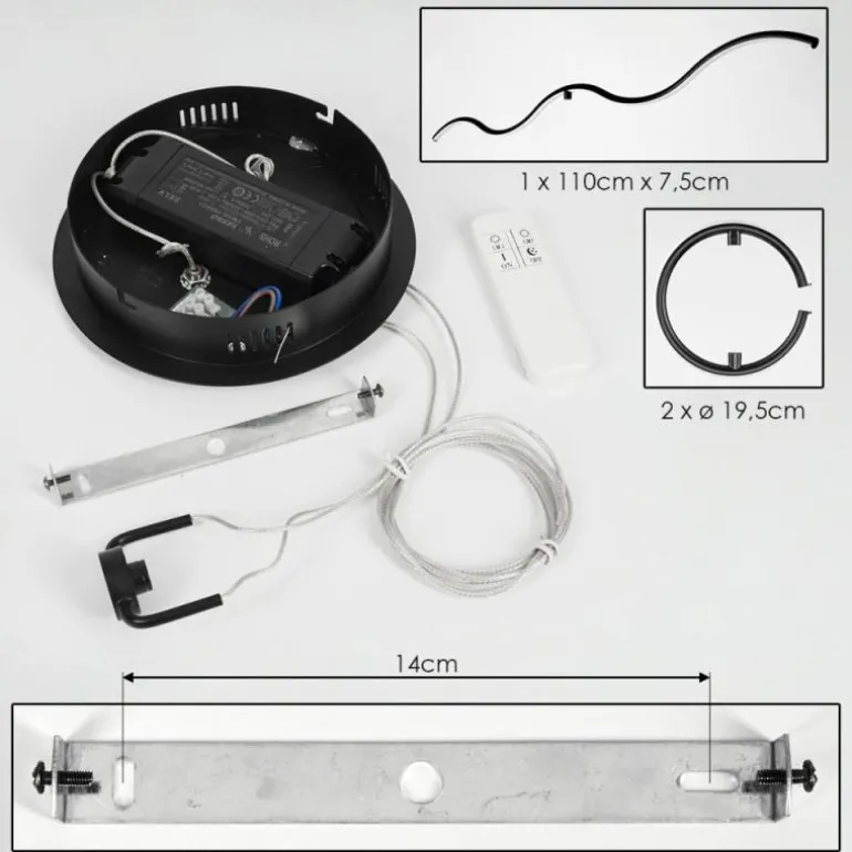 Suspension Chlak LED Noir, 3 lumières, Télécommandes