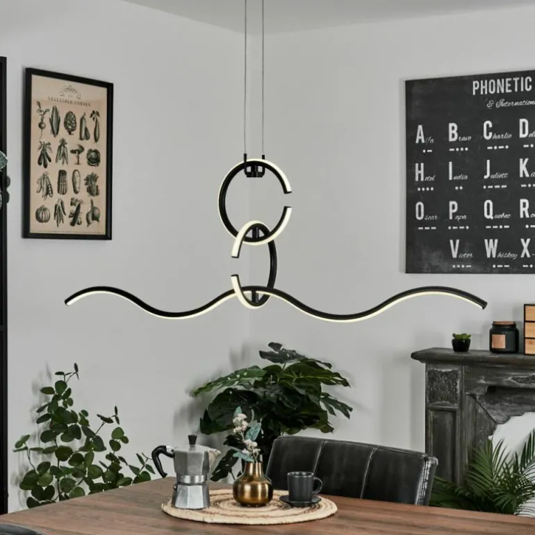 Suspension Chlak LED Noir, 3 lumières, Télécommandes