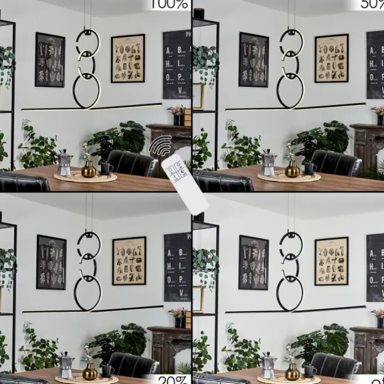 Suspension Chlak LED Noir, 3 lumières, Télécommandes