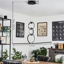 Suspension Chlak LED Noir, 3 lumières, Télécommandes