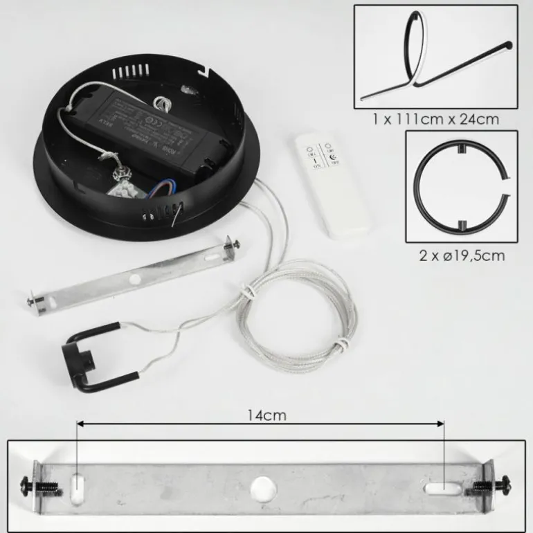 Suspension Chlak LED Noir, 3 lumières, Télécommandes