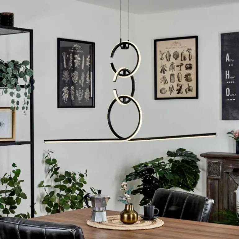 Suspension Chlak LED Noir, 3 lumières, Télécommandes