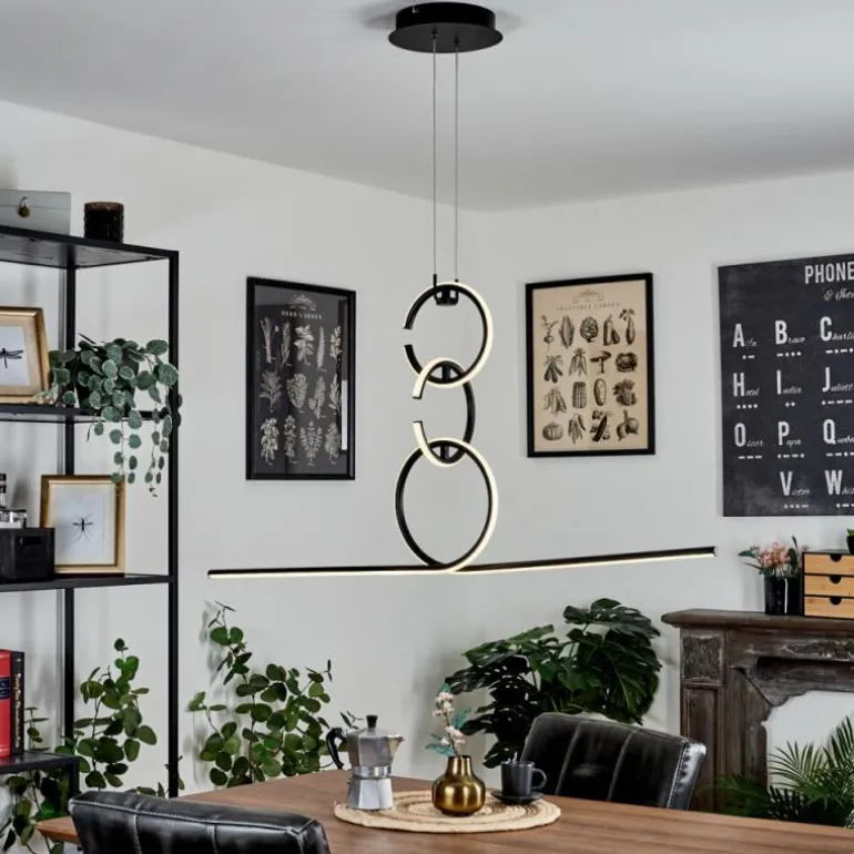 Suspension Chlak LED Noir, 3 lumières, Télécommandes