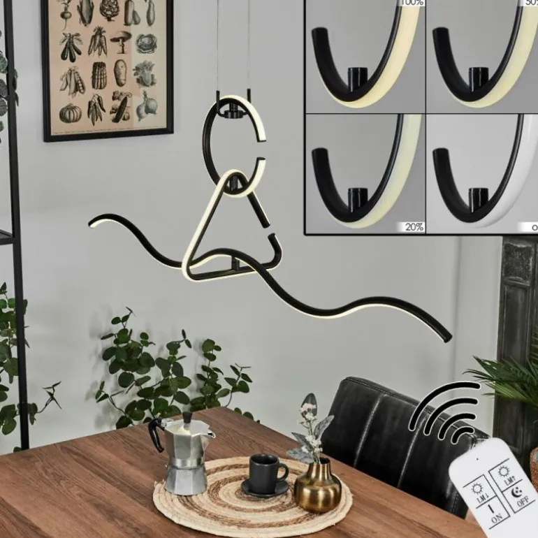 Suspension Chlak LED Noir, 3 lumières, Télécommandes
