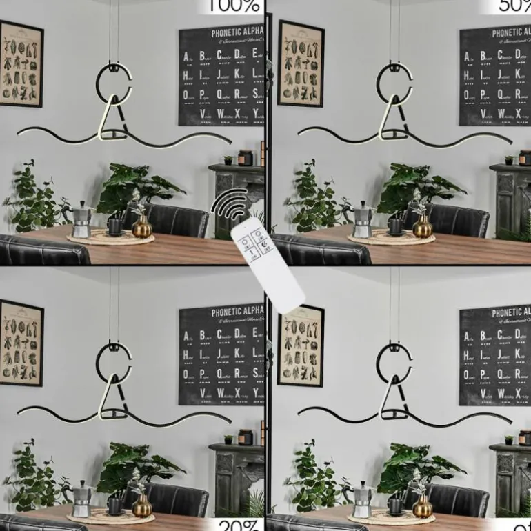 Suspension Chlak LED Noir, 3 lumières, Télécommandes