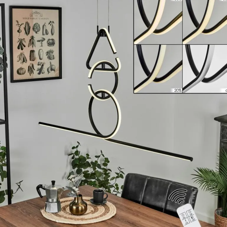 Suspension Chlak LED Noir, 3 lumières, Télécommandes