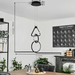 Suspension Chlak LED Noir, 3 lumières, Télécommandes