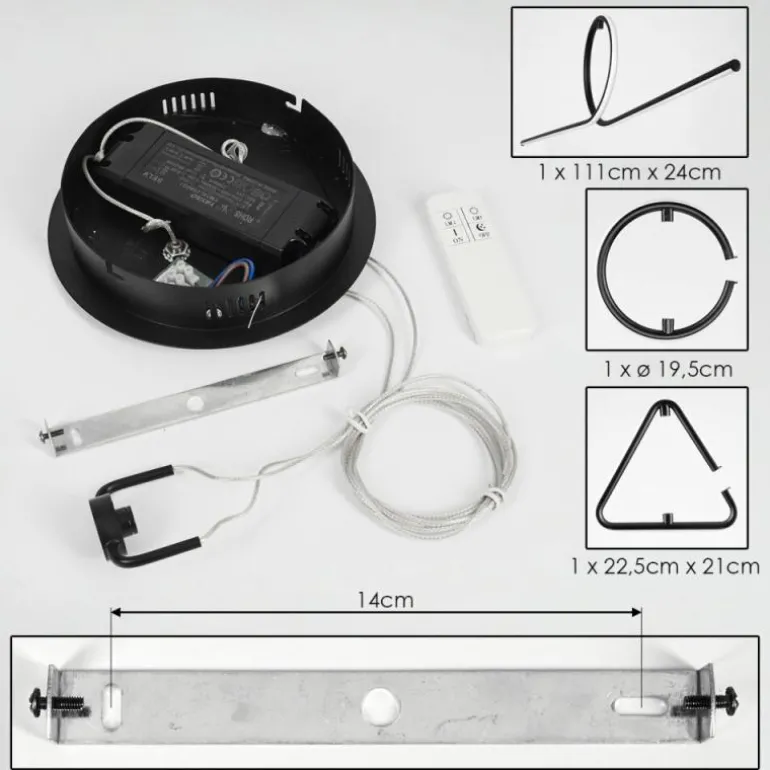 Suspension Chlak LED Noir, 3 lumières, Télécommandes