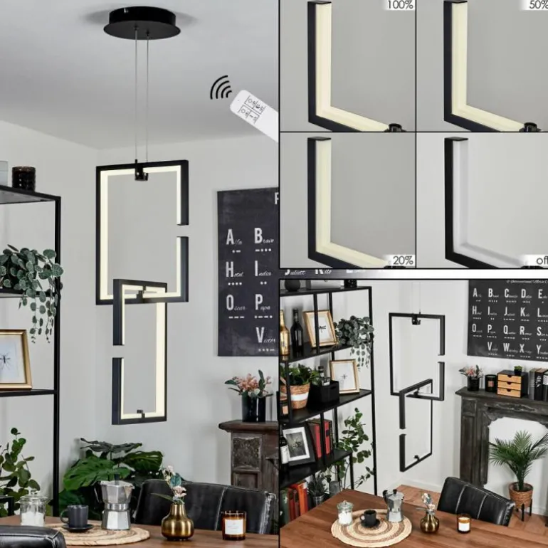 Suspension Chlak LED Noir, 2 lumières, Télécommandes