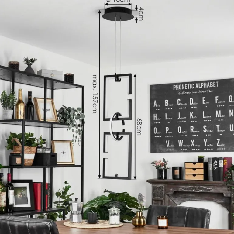 Suspension Chlak LED Noir, 3 lumières, Télécommandes