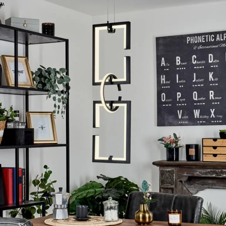 Suspension Chlak LED Noir, 3 lumières, Télécommandes