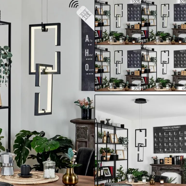 Suspension Chlak LED Noir, 2 lumières, Télécommandes