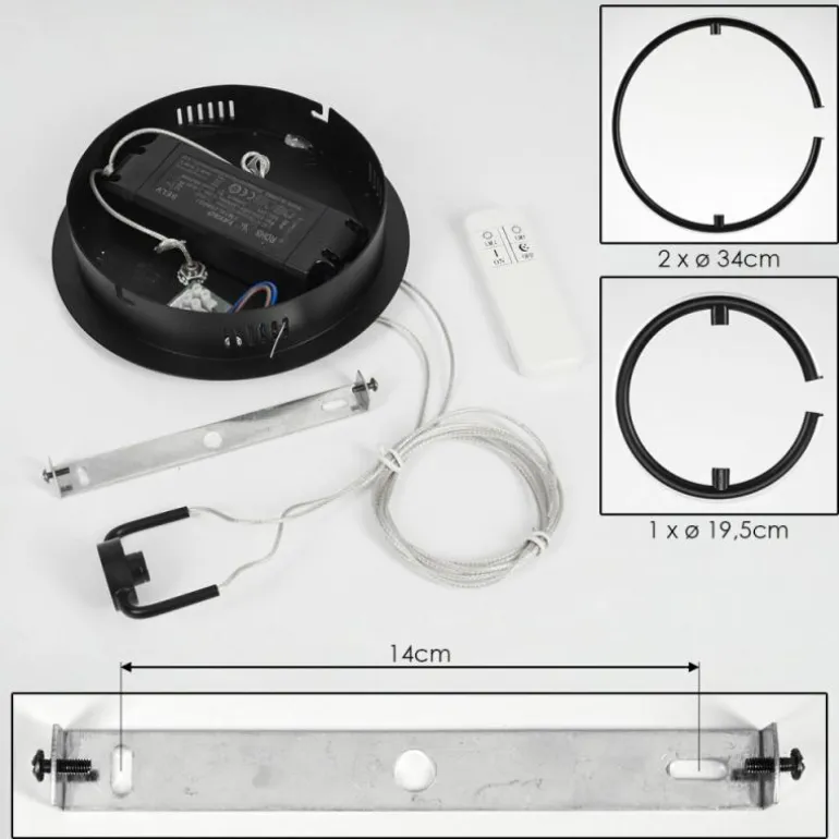 Suspension Chlak LED Noir, 3 lumières, Télécommandes