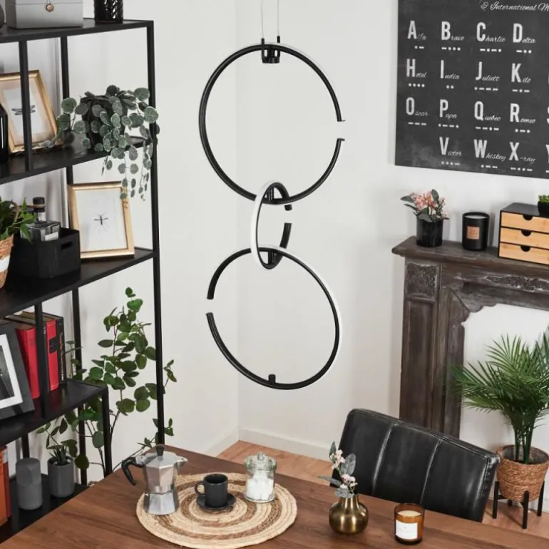 Suspension Chlak LED Noir, 3 lumières, Télécommandes