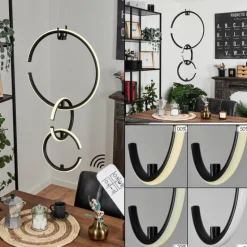 Suspension Chlak LED Noir, 3 lumières, Télécommandes