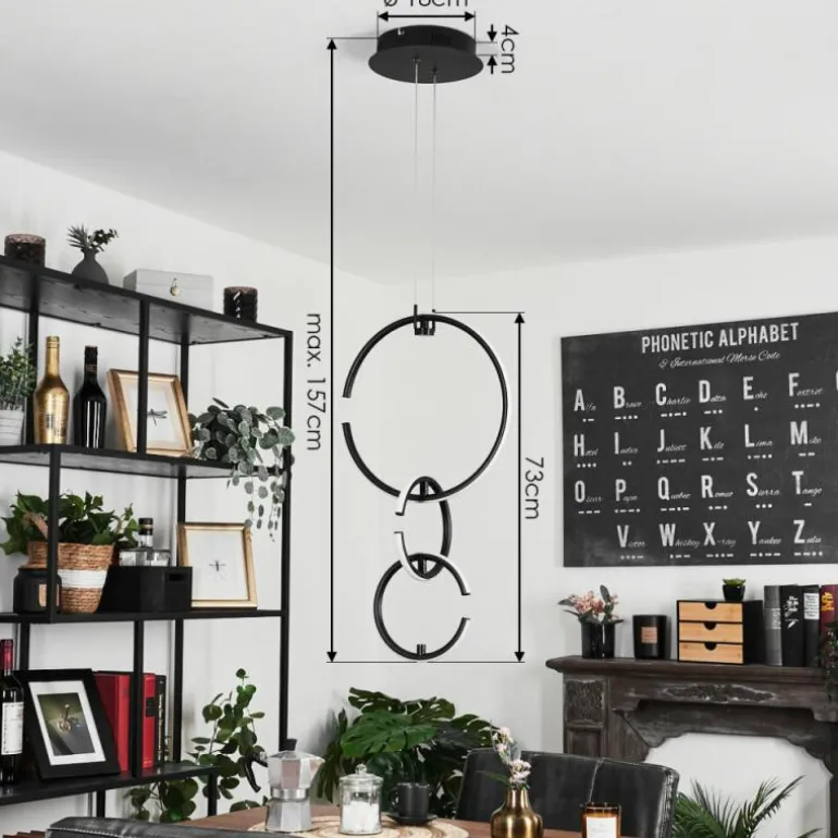 Suspension Chlak LED Noir, 3 lumières, Télécommandes