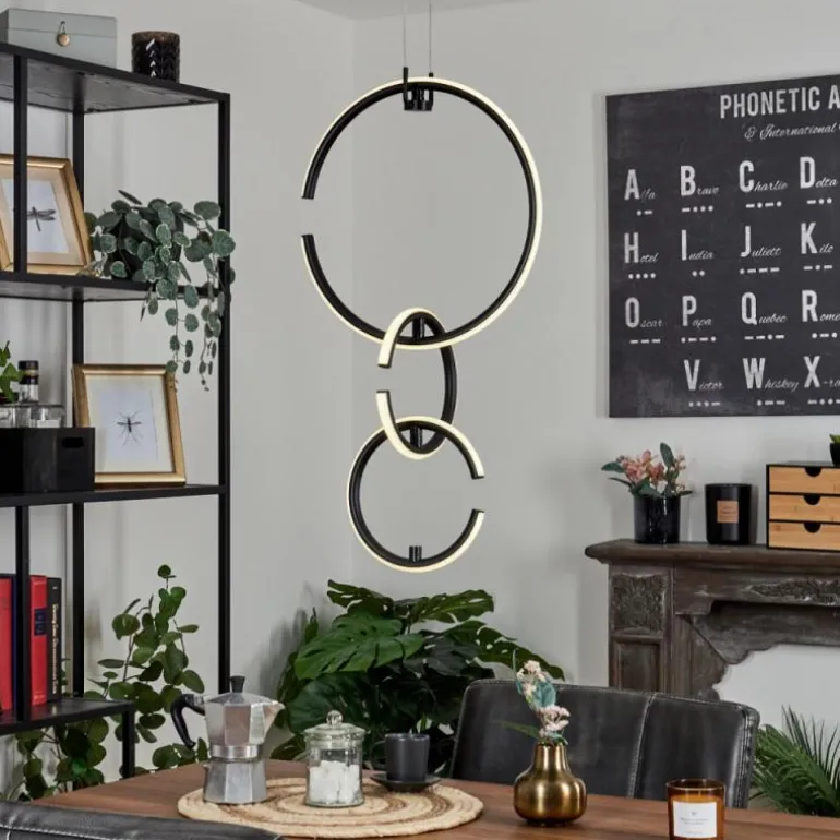 Suspension Chlak LED Noir, 3 lumières, Télécommandes