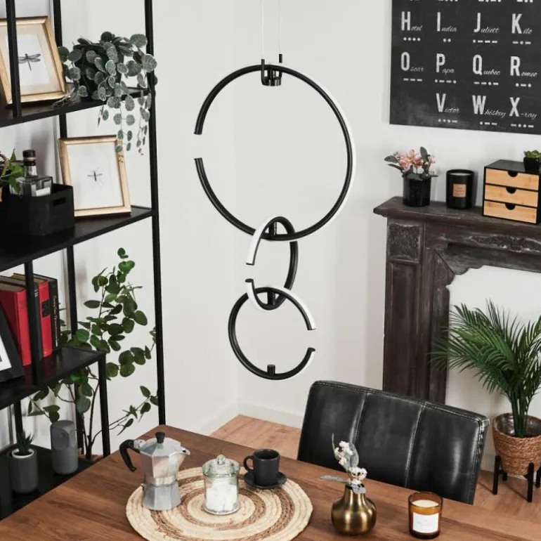 Suspension Chlak LED Noir, 3 lumières, Télécommandes