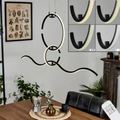 Suspension Chlak LED Noir, 3 lumières, Télécommandes