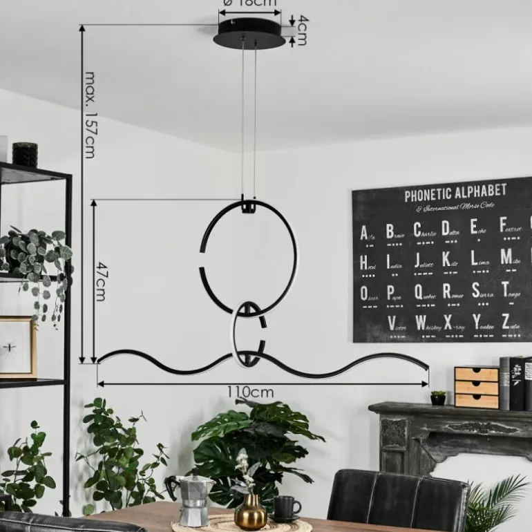 Suspension Chlak LED Noir, 3 lumières, Télécommandes