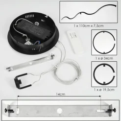 Suspension Chlak LED Noir, 3 lumières, Télécommandes