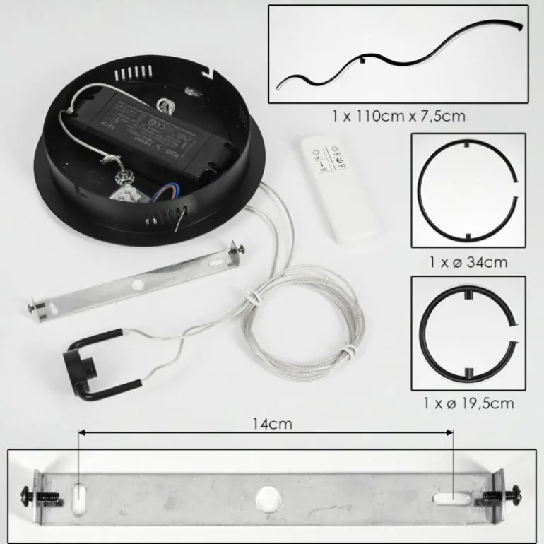 Suspension Chlak LED Noir, 3 lumières, Télécommandes