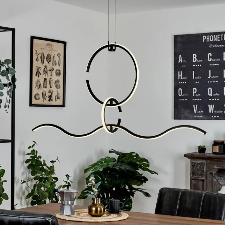 Suspension Chlak LED Noir, 3 lumières, Télécommandes