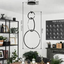 Suspension Chlak LED Noir, 3 lumières, Télécommandes