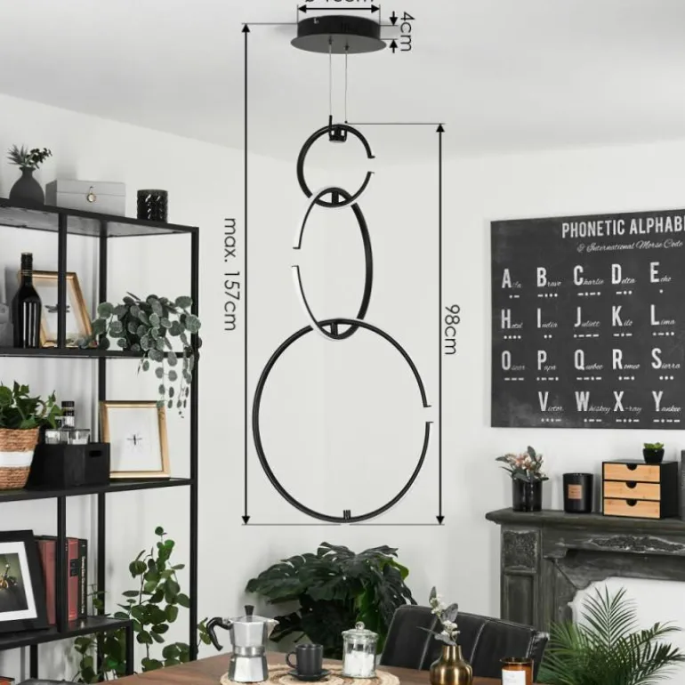 Suspension Chlak LED Noir, 3 lumières, Télécommandes