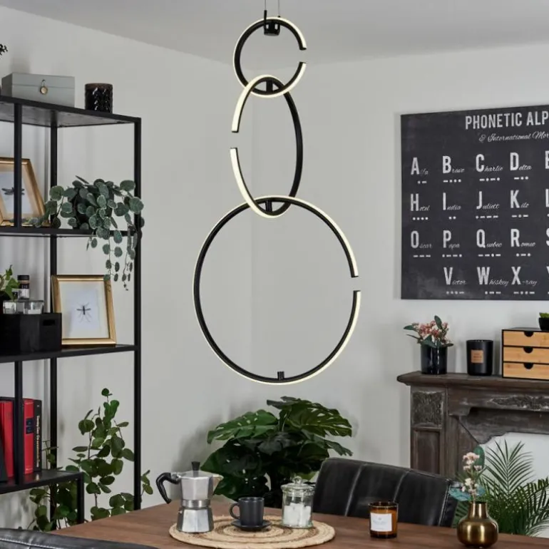 Suspension Chlak LED Noir, 3 lumières, Télécommandes