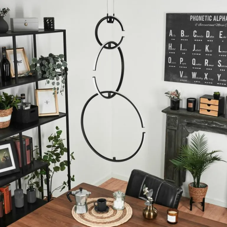 Suspension Chlak LED Noir, 3 lumières, Télécommandes