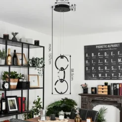 Suspension Chlak LED Noir, 3 lumières, Télécommandes