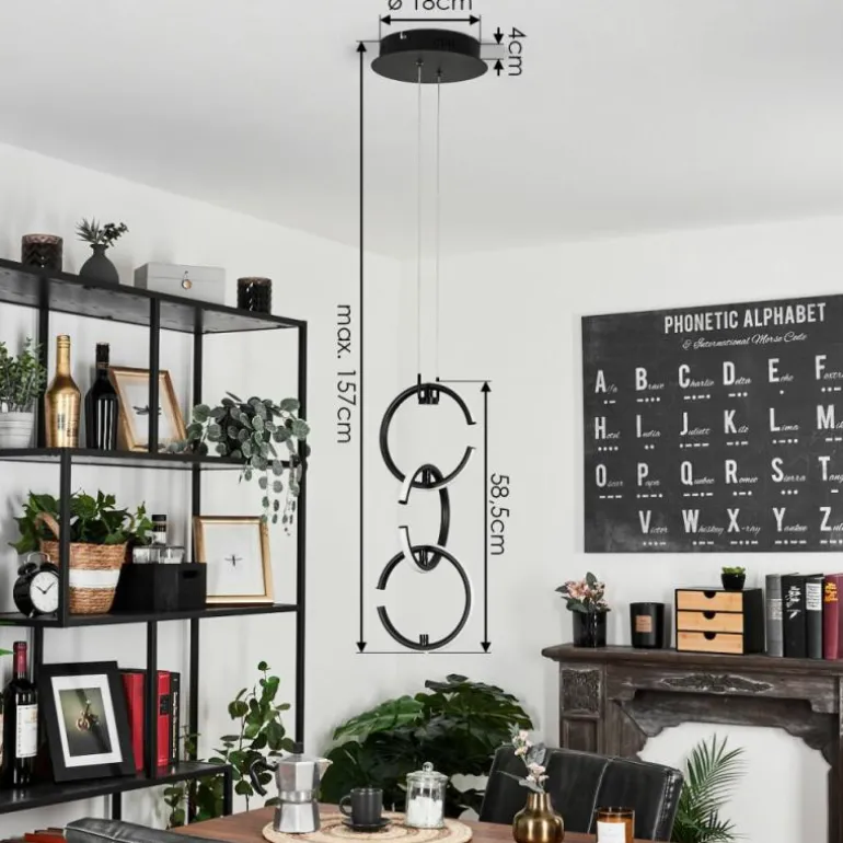 Suspension Chlak LED Noir, 3 lumières, Télécommandes