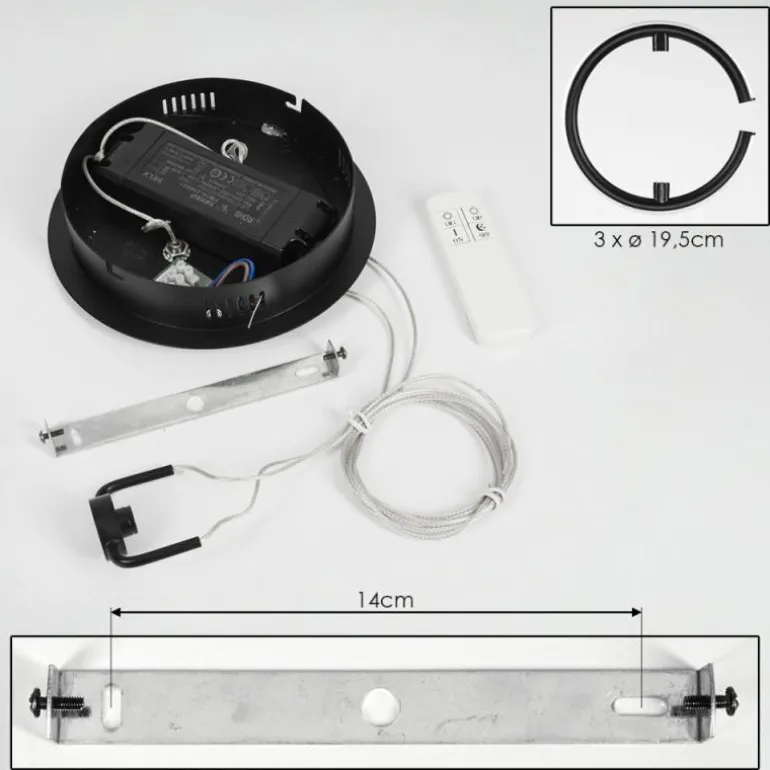 Suspension Chlak LED Noir, 3 lumières, Télécommandes