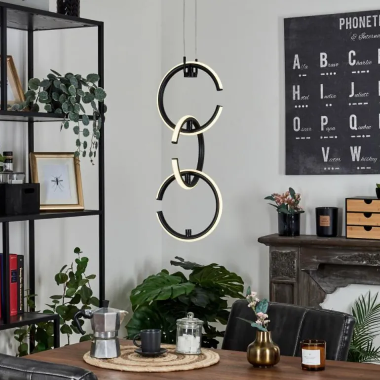 Suspension Chlak LED Noir, 3 lumières, Télécommandes