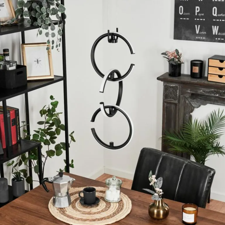 Suspension Chlak LED Noir, 3 lumières, Télécommandes