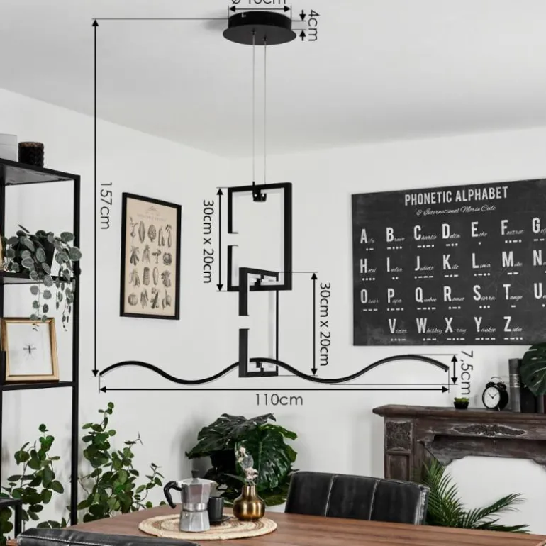 Suspension Chlak LED Noir, 3 lumières, Télécommandes