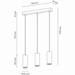Suspension Chuquis LED Écru, Noir, 3 lumières