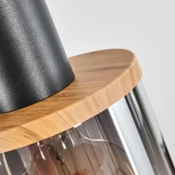 Suspension Classon Couleur bois, Noir, 4 lumières