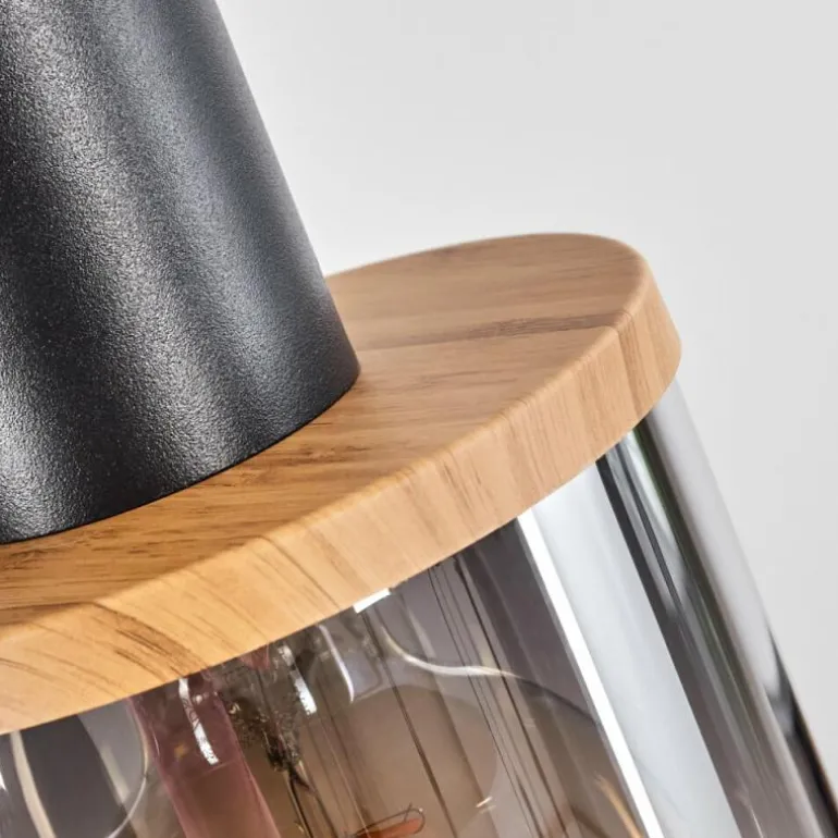 Suspension Classon Couleur bois, Noir, 4 lumières