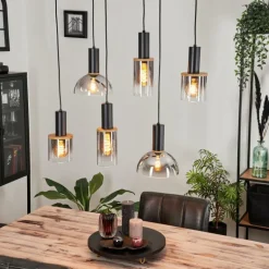 Suspension Classon Noir, 6 lumières