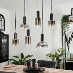 Suspension Classon Noir, 6 lumières